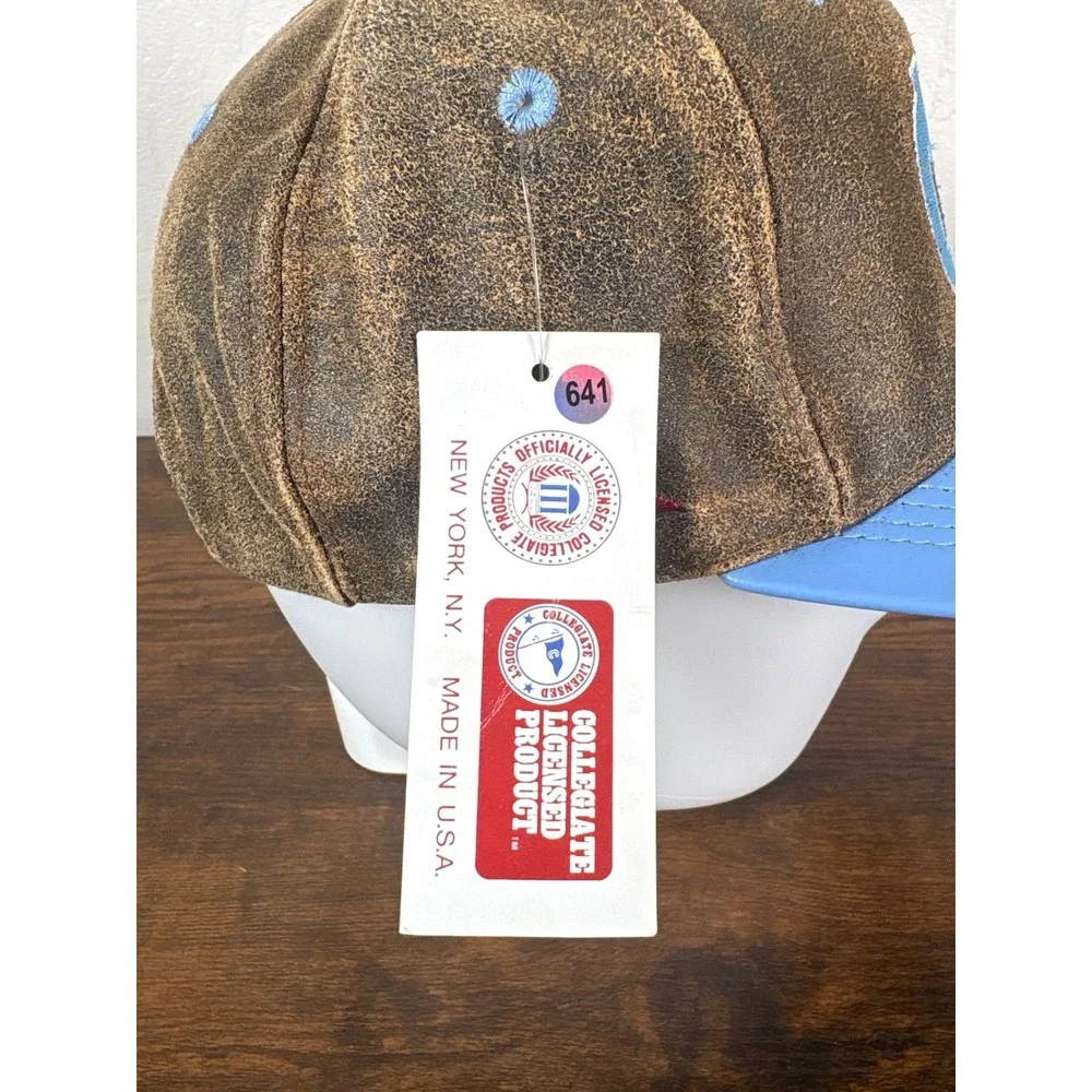 Modern Sportswear UNC Tar Heels Hat Brown Leather Blue Snapback Made in USA NWT